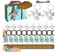 Valise miniature, petite valise | Valise de carte du monde avec porte-clés d'avion terrestre, billet de voyage, lot de 10,Boîtes sur le thème du voyage, décorations de fête pour les mariages de