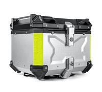 Valise Moto Aluminium Top Case Coffre Pour Casque Très Résistant, Avec Dossier, Robuste Topcase Top Box Pour Deux-Roues, Moto, Scooter, Quad, 45L 55L 65L 80L 100L Top Case Moto ( Color : Argent , Size