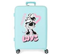 Valise moyenne Disney Minnie Coeur Turquoise 48x70x26 cm ABS rigide Fermeture TSA intégrée 88L 3,98 kg 4 Roulettes doubles