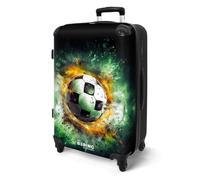 Valise Moyenne - NoBoringSuitcases - Bagage Soute 67x43x25cm - Rigide - 4 roulettes 360° et Serrure Code - 72L - Football orange
