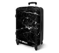 Valise Moyenne - NoBoringSuitcases - Bagage Soute 67x43x25cm - Rigide - 4 roulettes 360° et Serrure Code - 72L - Marbre noir / blanc