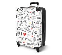 Valise Moyenne - NoBoringSuitcases - Bagage Soute 67x43x25cm - Rigide - 4 roulettes 360° et Serrure Code - 72L - Gribouillages