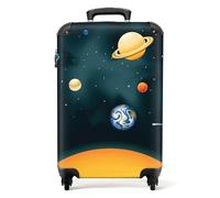 Valise NoBoringSuitcases.com enfant Cabine, Roulette, Planètes - Bleu foncé
