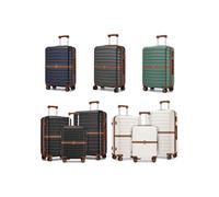 Valise ou set 3 valises en ABS et PC avec design rayé : 3 / cabine + moyenne + grande / Gris et marron