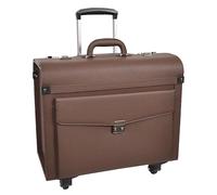 Valise pilote à quatre roues en similicuir léger Commander, marron, À main, Étui pilote