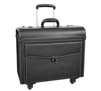 Valise pilote à quatre roues en similicuir léger Commander, Noir , À main, Étui pilote