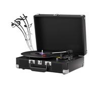 Valise Portable for Tourne-Disque avec Haut-parleurs intégrés, Rotation à 3 Vitesses for vinyles(Black Color)