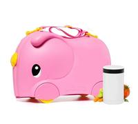 Valise pour Petits Enfants Molto Smiler. Bagage pour Petits Enfants. Valise et correpasillos avec Roues et Sangle de remorquage pour Jouer à l'aéroport. (Rose + Thermos)