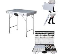 Valise présentoir à bijoux pliable en alliage d'aluminium, chariot de vente mobile et pliable, boîte de rangement étanche pour bijoux, idéale pour les marchés, les boutiques et ateliers