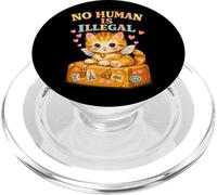 Valise rétro avec Ailes de Chaton « No Human is Illegal » PopSockets PopGrip pour MagSafe