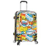 Valise rigide à 4 roues extensible HLG286 Motif bande dessinée, bleu, Medium - H:66 x L:42 x W:27 cm, 3.5kg, Bagage rigide avec roulettes pivotantes