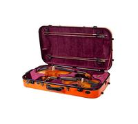 Valise rigide en fibre de verre pour violon 4/4 et alto 15-16,5” | Serrure TSA, hygromètre, couverture de protection, sangles sac à dos - Orange