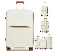 Valise rigide en polypropylène avec serrure à combinaison TSA, fermeture éclair YKK et doubles roues silencieuses à 360° - Bagage cabine et soute 20/24/28 pouces pour hommes et femmes - Ensemble de va