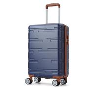 Valise Rigide Extensible de 50,8 cm avec Roues rotatives, Valise Rigide avec Serrure TSA, Valise Rigide légère, Bleu + Marron., (20/24/28) inch, (50/61/71) cm Bleu + Marron