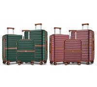 Valise rigide Kono Premium : 20 pouces cabine / Vert foncé et marron