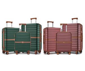 Valise rigide Kono Premium : Set 3 pièces / Bordeaux et marron