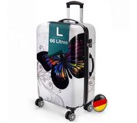 Valise Rigide MONZANA® 66L Soute Moyenne - Coque ABS Légère et Solide, Trolley 4 Roues Pivotantes 360°, Cadenas, Motif Papillon