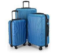 Valise Rigide - SUITLINE - Set de 3 (S, M, L) - Couleur Cyan - 4 Roulettes - ABS