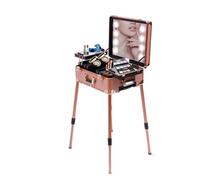 Valise Rolling Maquillage avec LED Miroir Éclairé Professionnel Hauteur réglable Aluminium Coffre À Maquillage et Bluetooth Valise De Maquillage Trolley pour Maquilleur，Esthéticiennes