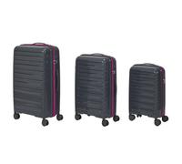Valise Rome Gris Zip Rose Fluo X3