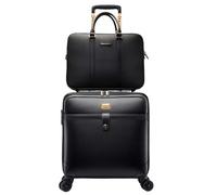 Valise Sac À Roulettes 2 Pièces, Sac De Voyage En Cuir Artificiel, Taille Cabine, Bagage À Main Avec Roulettes Resistant(B)