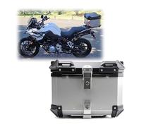 Valise Scooter Moto Universelle Topcase en Aluminium 45L tiroir boîte Moto pour Moto, avec Dossier et Plaque de Montage (Couleur: Argent, Taille: 45L)