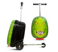 FLYTE Valise Scooter Pliante pour Enfants, Coque Rigide, à roulettes, 2 en 1, 18 Pouces, capacité de 25 litres, Darwin Le Dino