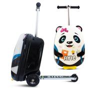 Valise Scooter Pliante Flyte pour Enfants, Coque Rigide, à roulettes, 2 en 1, 18 Pouces, capacité de 25 litres, Penni Le Panda