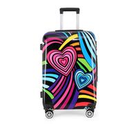 Valise Set 3 Coques Rigides Polycarbonate Cœur Multicolore Léger 4 Roues