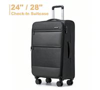 Valise souple légère 24"/28" - Valise extensible avec roulettes pivotantes, serrure TSA, format cabine, bagage cabine et bagage de soute pour voyages d'affaires, vacances et week-ends - Unisexe Valigi