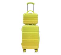 Valise Spinner-PC-Housse Cosmétique-2Pièces-Roues360-VertClair-36x21x55cm