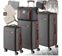 Valise - TECTAKE - Ensemble de valises de voyage MADISON en plastique abs 49 x 30 x 76 cm - Gris anthracite