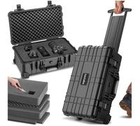 Valise - TECTAKE - Mallette pour appareil photo ou caméra sur roues avec poignée télescopique et cadenas, 34,5 x 23 x 56 cm - Noir