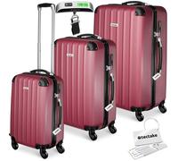 tectake® Set de Valises de Voyage 3 Pcs. Valise Grande Taille, Soute, Cabine Petite Valise Sacs de Voyage Valises Maternité ABS avec roulettes 360° Poignée télescopique Pèse Bagage