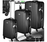 tectake® Set de Valises de Voyage 3 Pcs. Valise Grande Taille, Soute, Cabine et Petite Valise Sacs de Voyage Valises Maternité ABS avec roulettes 360° Poignée télescopique Pèse Bagage