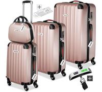Valise - TECTAKE - Set de 4 valises CLÉO plastique ABS, poignée télescopique, serrure et pèse-valise, 4 tailles - Or rose
