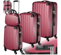 Valise - TECTAKE - Set de 4 valises PUCCI rigides à l'aspect métallique en plastique, avec roulettes et serrure TSA - Rouge bordeaux