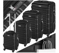Valise - TECTAKE - Set de 4 valises rigides en plastique ABS, avec poignée télescopique et serrure TSA, quatre tailles - Noir