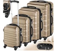 Valise - TECTAKE - Set de valises trolley rigides en plastique abs 50 x 32 x 76 cm - Champagne