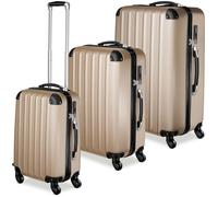 Valise - TECTAKE - Set de valises trolley rigides en plastique abs 75 x 50 x 30 cm - Champagne