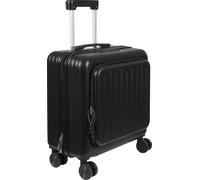 valise trolley 18 pouces, ouverture du compartiment frontal à 180°, port de chargement USB,Noir, 18 pouces