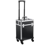 HOMCOM Valise Trolley Maquillage Mallette cosmétique Vanity poignée télescopique réglable 34L x 24l x 52H cm alu. Noir