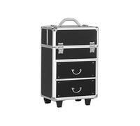 Valise trolley maquillage malette cosmétique vanity poignée télescopique réglable 36L x 23l x 58H cm alu noir