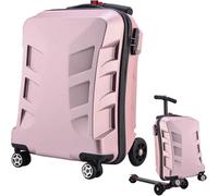 Valise trottinette pour enfants avec poignée télescopique, grande capacité, pliable, design silencieux pour voyage, valise amusante et fonctionnelle pour enfants, rose gold