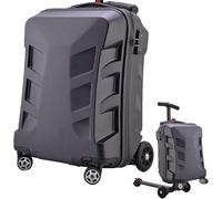Valise trottinette pour enfants avec poignée télescopique, grande capacité, pliable, design silencieux pour voyage, valise amusante et fonctionnelle pour enfants, Noir