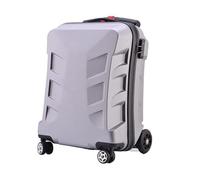 Valise trottinette pour enfants avec poignée télescopique, grande capacité, pliable, design silencieux pour voyage, valise amusante et fonctionnelle pour enfants, Argenté.