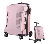 Valise trottinette pour enfants, grande capacité, design silencieux, poignée télescopique, bagage pliable avec plusieurs poches pour le voyage, rose gold