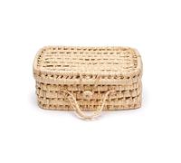 Valise vintage pour enfant, fibres naturelles, fabriquée à la main, design rectangulaire avec poignée (moyenne)