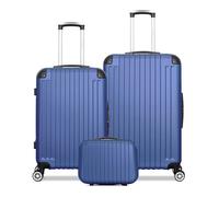 Valise - WAVE PARIS - TAGE - Lot de 3 - Bleu - Coque rigide - 4 roulettes 360°
