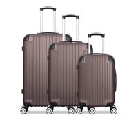 Valise - WAVE PARIS - TAGE - Lot de 3 - Rigide - Marron - 4 roulettes multidirectionnelles